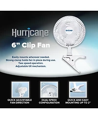 Hurricane Classic 6 Inch 2 Speed Desk Table Mini Clip On Fan, White (2 Pack