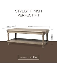 Maven Lane Pullman Traditional Wooden Coffee and 2 Side Tables, Antiqued Grey