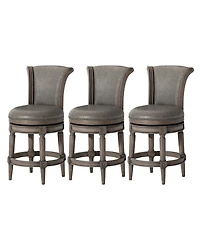 Maven Lane Pullman Counter Stool in Reclaimed Oak Finish, Ronan Stone, Set of 3