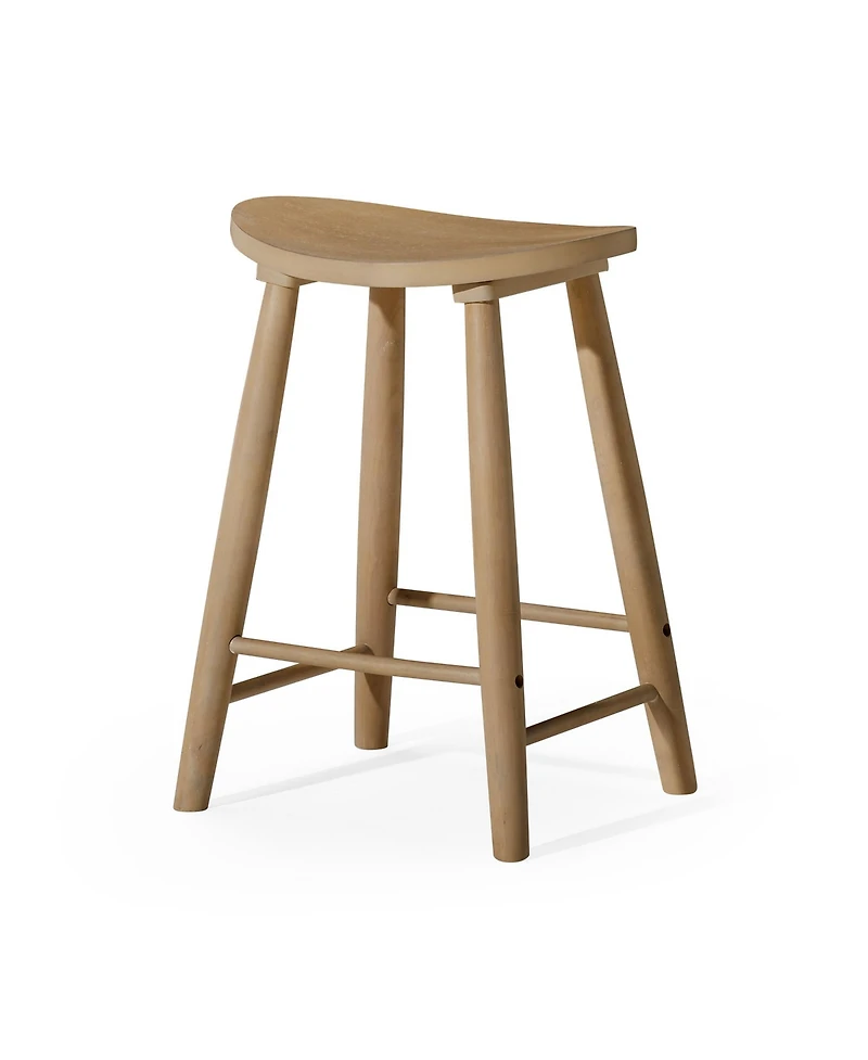 Maven Lane Luna Counter Stool in Light Oak Wood Finish, Set of 4