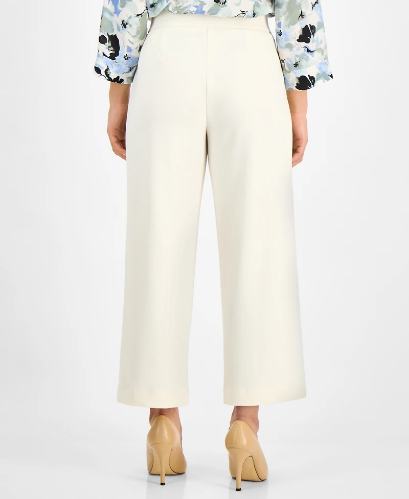 Ak Anne Klein Petite Tie-Waist Wide-Leg Cropped Pants