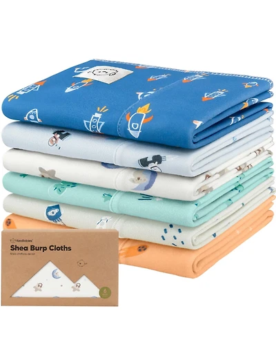KeaBabies 6pk Shea Baby Burp Cloths for Boys and Girls, Burping Babies, Newborn