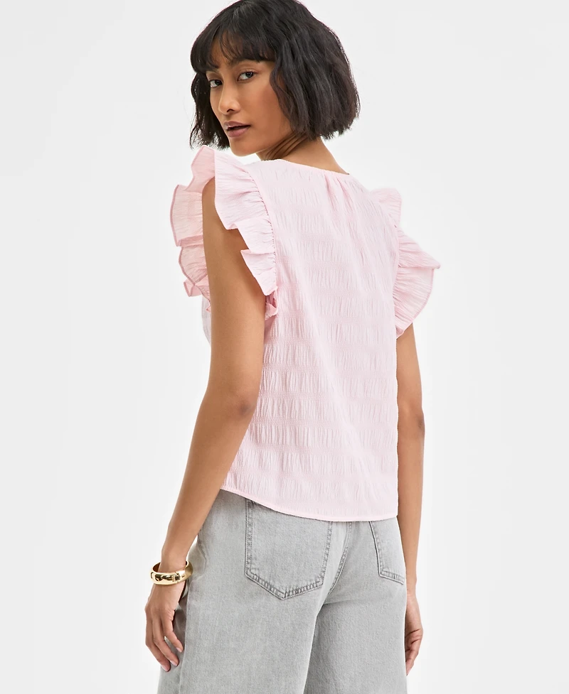 On 34th Women's Textured Sleeveless Ruffle Femme Top, Exclusively at Macy's