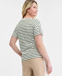 On 34th Women's Knit Easy Short-Sleeve Striped T-Shirt, Exclusively at Macy's