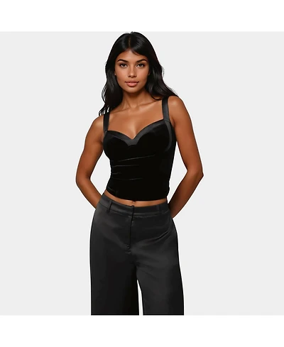 Bebe Women's Bebe X Ciara Velour & Satin Detail Corset