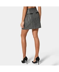 Bebe Women's Stripe Sequins Mini Skirt