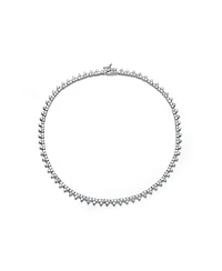 Sterling Silver White Gold Plated with Clear Cubic Zirconia Tennis Necklace