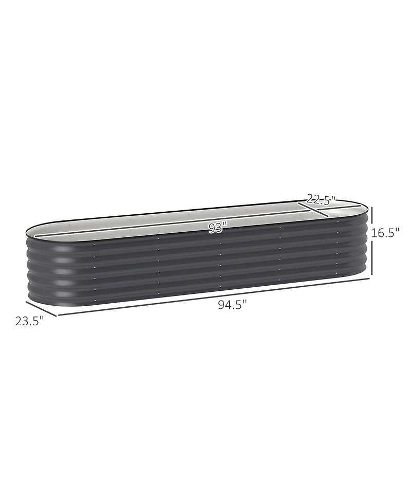 Outsunny Galvanized Raised Garden Bed Planter Box, 7.9' x 2' x 1.4',