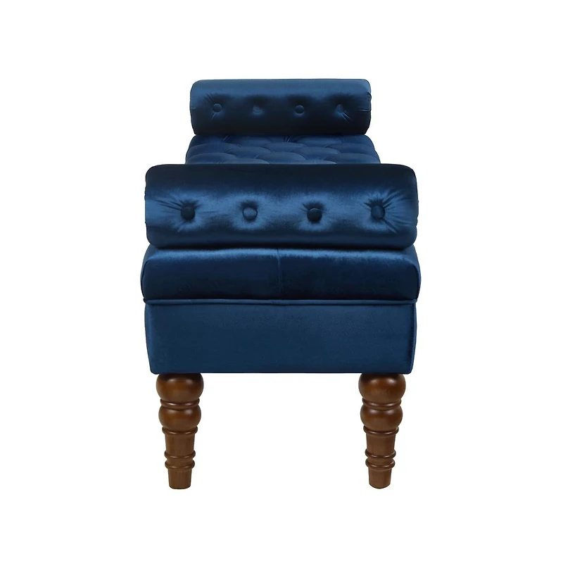 Velvet Tufted Bench for Bedroom, Living Room & Entryway, Window with Spindle Wooden Legs-The Pop Home