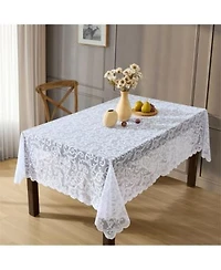 Hlc.Me Scroll Lace Fabric Tablecloth Lace Fabric Table Cloth For Small Rectangle Tables Wrinkle Resistant Tablecloth Patterned Scalloped Tablecloth