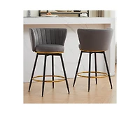 26" Counter Height Swivel Bar Stools Set of 2, Chair with Velvet Upholstered Seat-The Pop Home