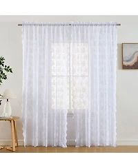Hlc.me Jolene Floral Soft Decorative Lace Semi Sheer Light Filtering Rod Pocket Window Treatment Curtain Panels