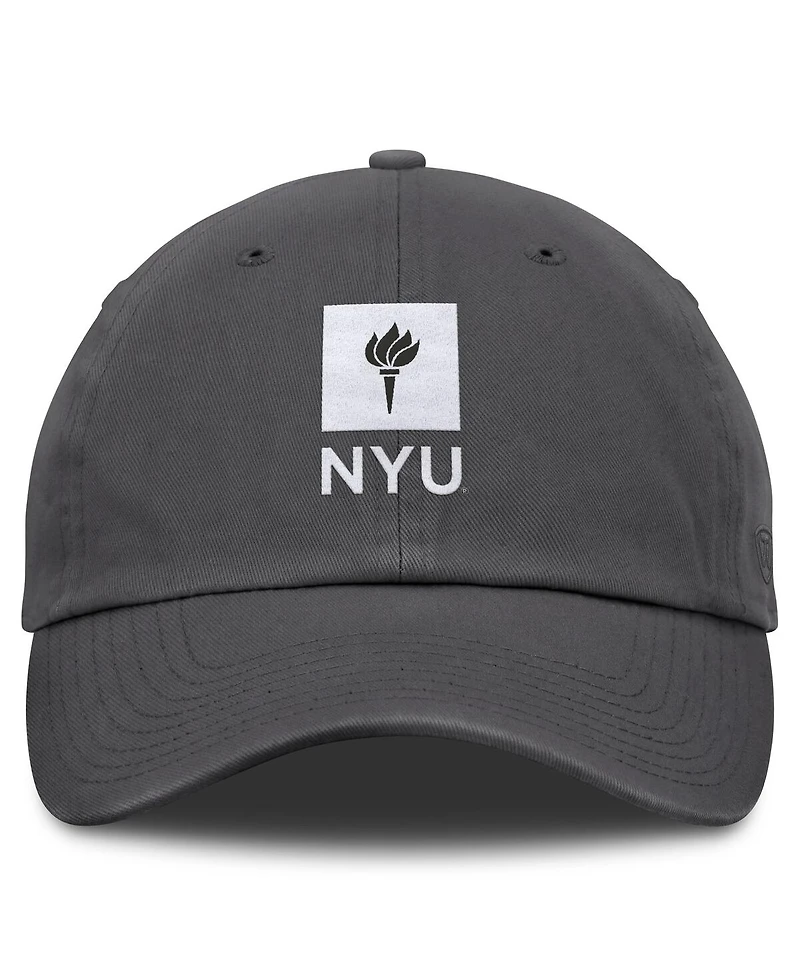 Top of the World Men's Heather Charcoal Nyu Violets Team Logo Washed Adjustable Hat