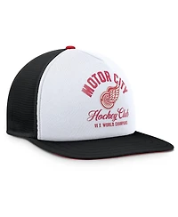 Fanatics Men's White/Black Detroit Red Wings Decades Collection Foam Front Snapback Hat