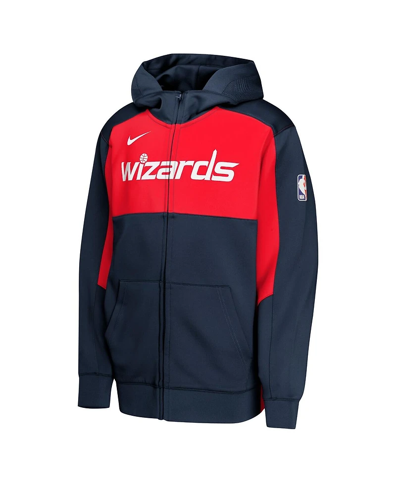 Nike Big Boys and Girls Navy/Red Washington Wizards Authentic On-Court Showtime Performance Full-Zip Hoodie