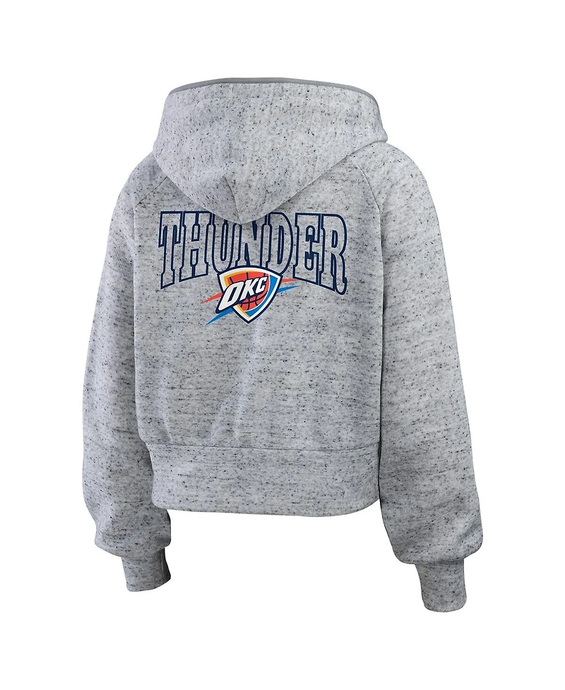 Wear by Erin Andrews Women's Heather Gray Oklahoma City Thunder Speckled Radiator Full-Zip Hoodie