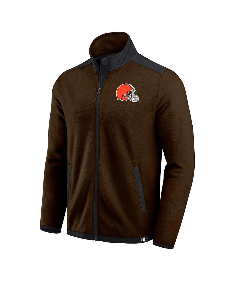 Darius Rucker Collection by Fanatics Men's Brown Cleveland Browns Color Block Polar Fleece Full-Zip Jacket