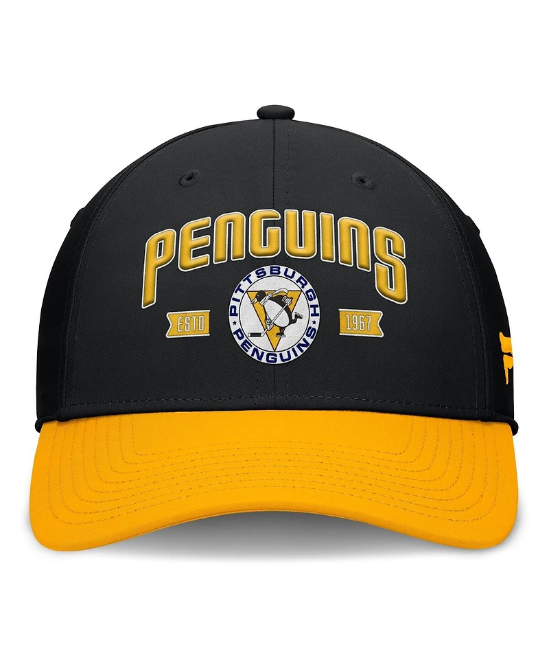 Fanatics Men's Black/Gold Pittsburgh Penguins Heritage Captain Flex Hat
