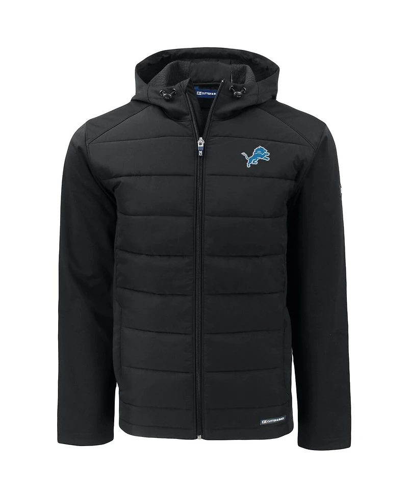 Cutter & Buck Men's Black Detroit Lions Evoke PrimaLoft Hybrid Softshell Full-Zip Hooded Jacket
