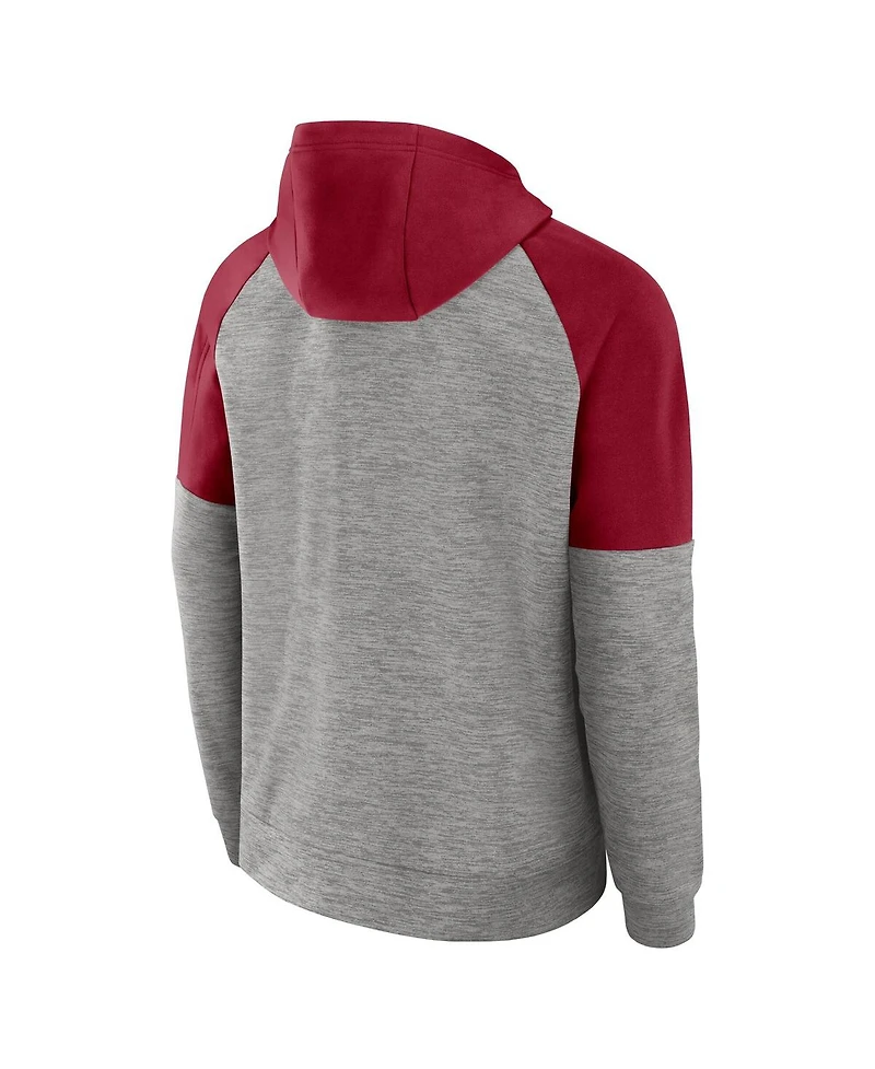 Nike Men's Heather Gray Alabama Crimson Tide Fitness Raglan Performance Full-Zip Hoodie