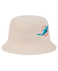 New Era Women's Cream Miami Dolphins Cozy Sherpa Bucket Hat