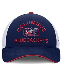 Fanatics Men's Navy/White Columbus Blue Jackets Authentic Pro Rink Trucker Hat