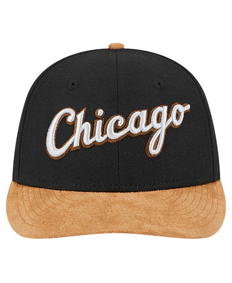 New Era Men's Black Chicago White Sox Team Suede Visor Low Profile 59FIFTY Fitted Hat