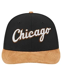 New Era Men's Black Chicago White Sox Team Suede Visor Low Profile 59FIFTY Fitted Hat