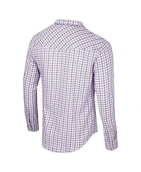 Colosseum Men's White Clemson Tigers Plaid Windowpane Long Sleeve Full-Snap Shirt