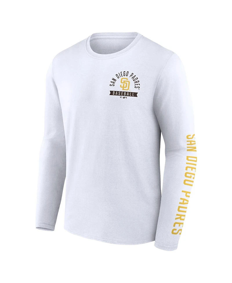 Fanatics Men's White San Diego Padres Press Box Long Sleeve T-Shirt