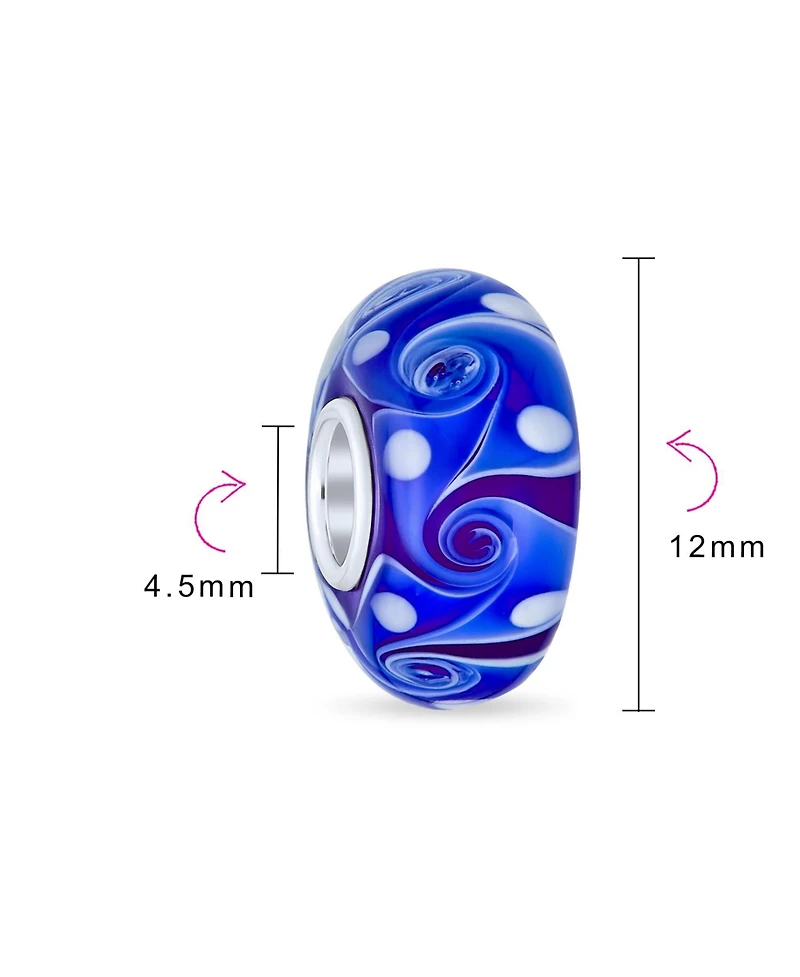Bling Jewelry Murano Glass Charm Bead Green Red Blue Aqua Wave Swirl Spacer Bracelet