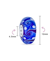 Bling Jewelry Murano Glass Charm Bead Green Red Blue Aqua Wave Swirl Spacer Bracelet