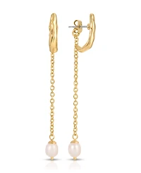 Ettika Linear Lux Cultivated Pearl Drop Earrings