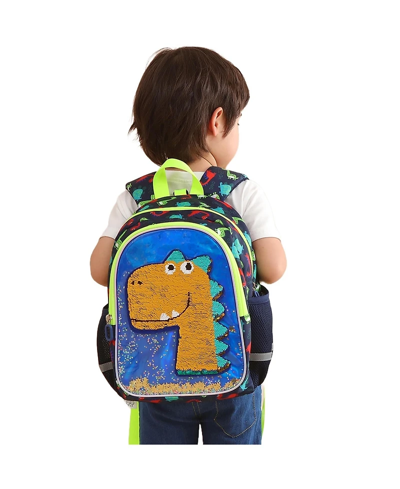 Sunveno Toddler Dinosaur Backpack Reversible Sequins
