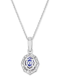 Le Vian Tanzanite (1 ct. t.w.) & Diamond (1/3 ct. t.w.) Halo Pendant Necklace in 14k White Gold, 19"