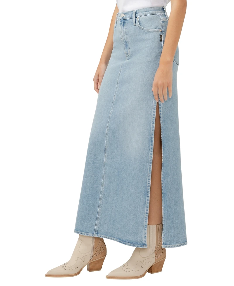 Silver Jeans Co. Women's Side Split Denim Maxi Skirt