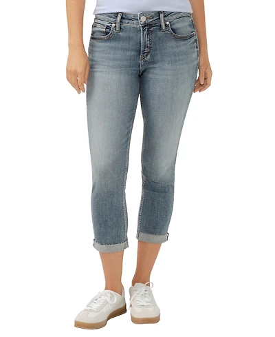 Silver Jeans Co. Women's Elyse Mid Rise Comfort Fit Capri