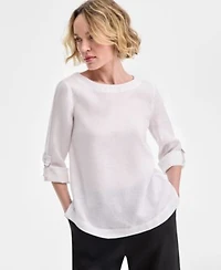 Charter Club Womens 100 Linen D Ring Top Created For Macys