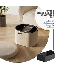Ovel Boucle Ottoman Storage Bench-Modern Foot Stool