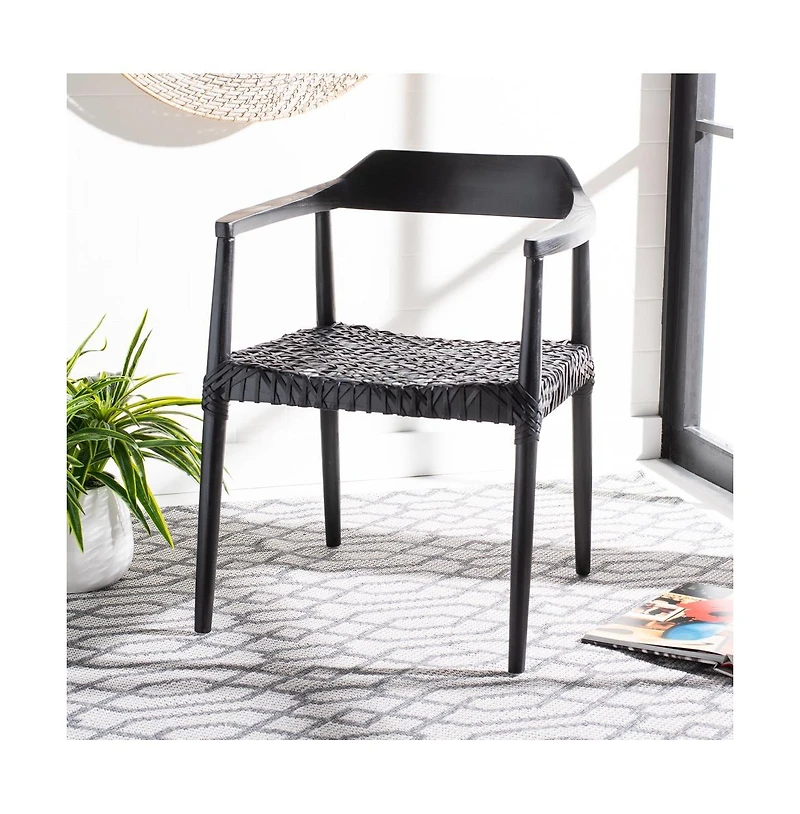 Munro Leather Woven Accent Chair