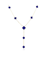 The Lovery Lapis Clover Station Lariat Necklace 14K Gold