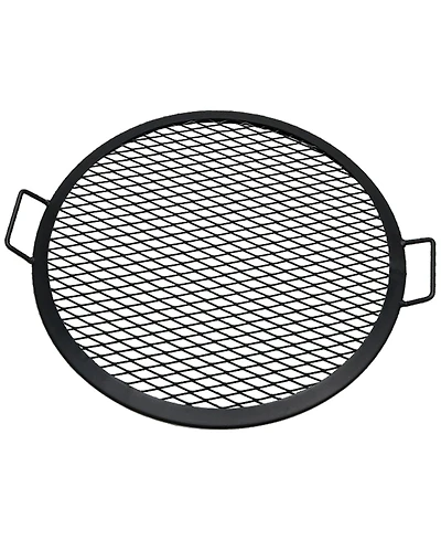 Outdoor Camping or Backyard Heavy-Duty Steel Round X-Marks Fire Pit Cooking Grilling Grate