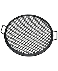 Outdoor Camping or Backyard Heavy-Duty Steel Round X-Marks Fire Pit Cooking Grilling Grate