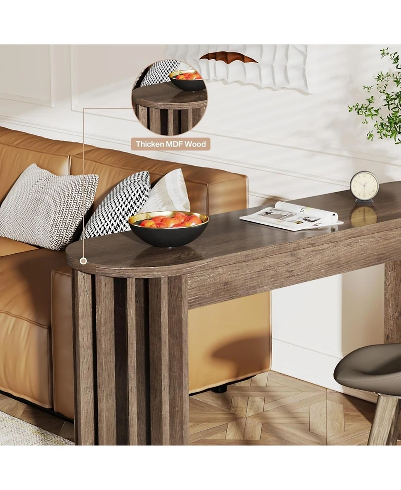 Tribesigns 59" Long Bar Table, Farmhouse Kitchen Counter Height Table with Sturdy Frame, Wooden Bar Height Pub Table for Dining Room, Living Room, Eas