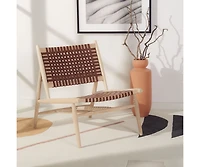 Soleil Leather Woven Accent Chair