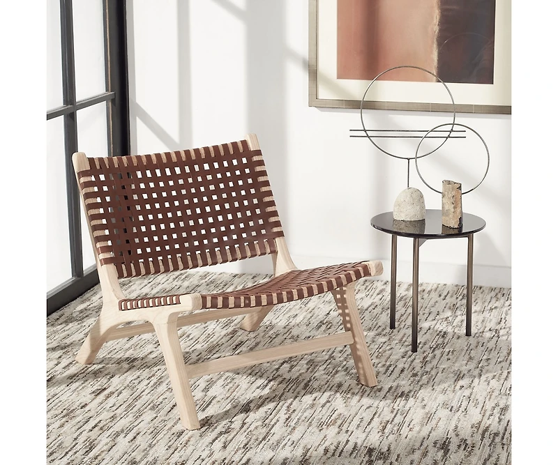 Luna Leather Woven Accent Chair