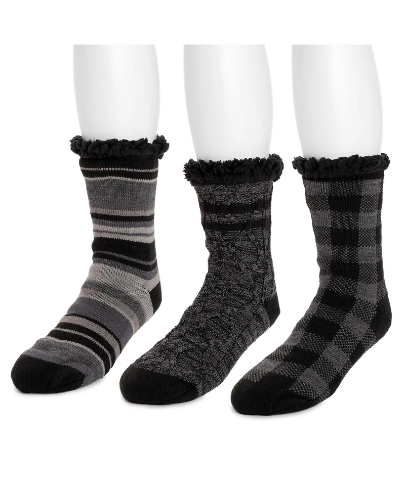 Muk Luks Men's 3 Pack Cabin Socks