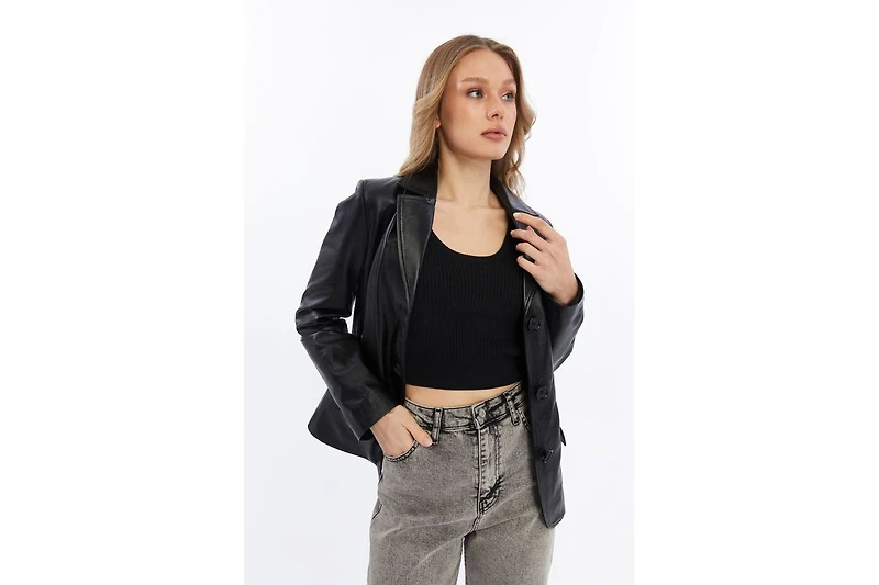 Furniq Uk Women's Leather Blazer