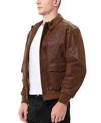 Landing Leathers Men A-2 Distressed Leather Flight Bomber Jacket