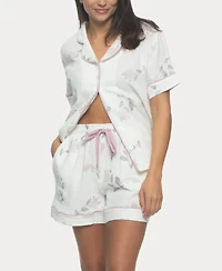 Felina Women's Calista Cotton Gauze Short Sleeve Pajama Set